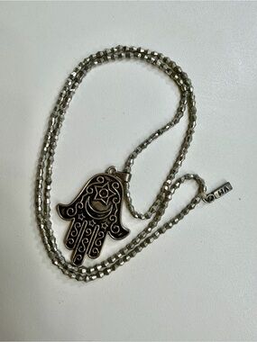 Vanessa Mooney Silver Hamsa Hand Necklace